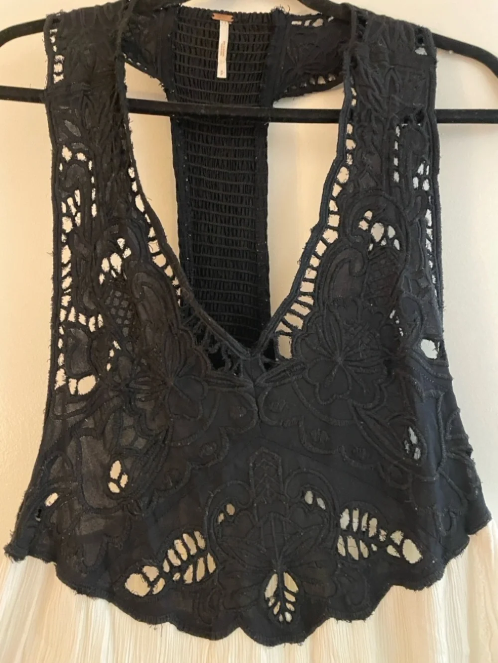 Free People Black Crochet Bodice White Tiered Backless Sundress - Picture 7 of 11